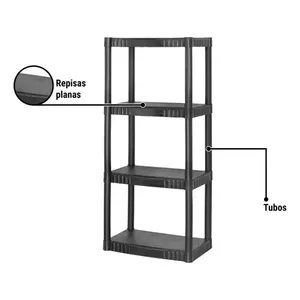 Pretul Est-4p Étagère de rangement en plastique noire à 4 niveaux - Product Image 3