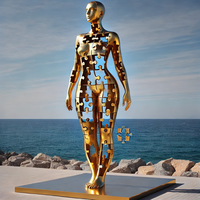 Offre Spéciale grandeur nature en laiton moulé debout abstrait 3d homme Bronze Statue tenant la valise Sculpture