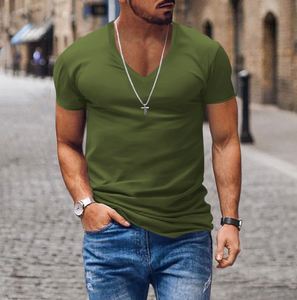 Camiseta informal de media manga de estilo coreano para hombre, Camiseta 100% de algodón holgada con patrón sólido, elementos esenciales de verano - Product Image 2