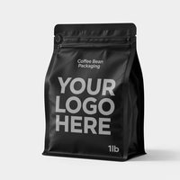 Sachet refermable personnalisé pour café, à fond plat, réutilisable, anti-odeur et étanche