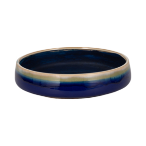 Vaso in Ceramica Largo con Smalto Blu per Uso Interno ed Esterno, Decorativo per Piante Succulente - Product Image 1