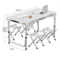 Table pliante en alliage d'aluminium YODA et 4 chaises au design moderne pour une utilisation en extérieur dans le parc
