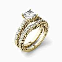 Bague de fiançailles en moissanite taille princesse VVS1D 1,51 ct avec certificat GRA, en or jaune massif 18 carats, pour femme, bijoux fins