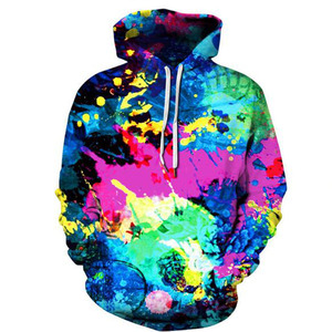 Sudadera con Capucha para Hombre, Diseño Arcoíris, Estilo Casual, Estampado Tie-Dye con Salpicaduras de Pintura, Impresión 3D Completa, Sudadera Unisex Estilo Hip Hop - Product Image 4