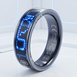 Bague connectée transfrontalière avec écran tactile, podomètre, moniteur de fréquence cardiaque, d'oxygène sanguin et de sommeil, contrôle par application, compatible NFC - Product Image 1
