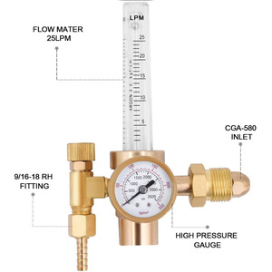 Régulateur de gaz Argon Co2 CGA580, débitmètre 0-15 LPM pour soudage Tig Mig - Product Image 1