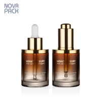Flacons compte-gouttes haut de gamme 30 ml 50 ml en verre ambré dégradé pour parfum, huile et sérum avec compte-gouttes à bouton poussoir doré