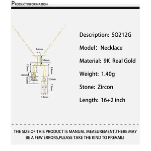 1000S takı katı sarı altın kolye kübik zirkon ile 9k gerçek altın kolye kız arkadaşı için hediye
