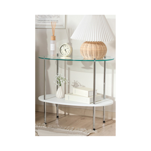 Mesas laterales minimalistas modernas, tubo de hierro galvanizado con tablero de MDF, vidrio templado para sala de estar, muebles para el hogar - Product Image 2