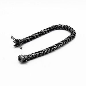 yunnique Men's Black <b>Titanium</b> Steel Bracelet Geometric <b>Chain</b> Magnetic Clasp Motorcycle Style Jewelry - Product Image 2