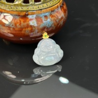 Natürlicher burmesischer Jadeit-Anhänger in Buddha-Form, hochwertiger Jadeit-Anhänger, Unisex, burmesischer Jadeit (mit NGTC-Zertifikat)