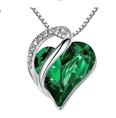 Women Silver Plated Infinity Love Heart Pendant Necklace Birthstone necklace