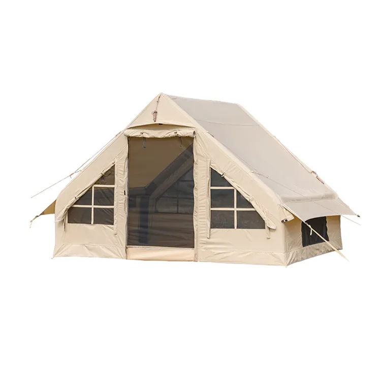 2023 hot sell large space waterproof air tent outdoor cotton inflatable camping ten Air Pole Canvas Wall Inflatable tent