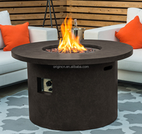 Table de foyer extérieure ronde en métal de luxe contemporaine à gaz naturel pour usage hôtelier