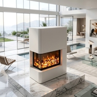 Cheminée Linéaire Moderne en Acier à Ventilation Directe avec Effet de Flamme LED, Chauffage Électrique Mural de 40 à 100 Pouces pour Hôtels/Villas