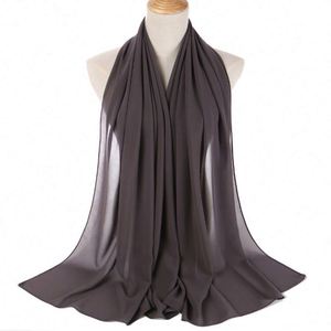 Wholesale Custom logo Printed Pearl <b>Chiffon</b> Ethnic <b>Scarves</b> Muslim Bubble Bandana Headscarves YHK0076 - Product Image 5