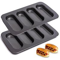 Moule à baguettes perforé 4 cavités en acier carbone antiadhésif pour pains à hot-dogs, pains faits maison et sandwichs