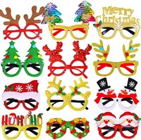 12 Paires de Lunettes de Noël pour Fêtes, Cadres de Lunettes Décoratifs Festifs pour Cabine Photo DIY