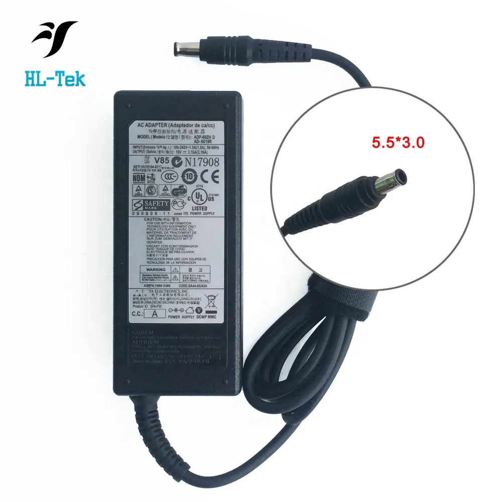 Laptop Charger 19V 3.16A 60W power Adapter for Samsung AD-6019R 0335A1960 CPA09-004A QX410 Q430 R540E R440I R480I R430I NP270E4