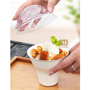 Gâteau Tiramisu portatif compostable 250 ml tasse avec couvercle pour emballage de Dessert Sweet Treat crème glacée châtaigne noël tasse en papier - Product Image 5