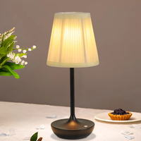 Lampe tactile LED rechargeable Abat-jour en tissu Style lampe de table pour salon chambre