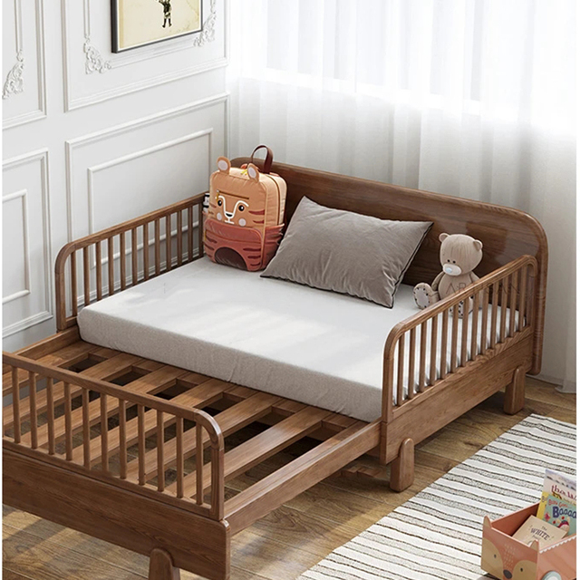 Home Furniture Children's Furniture Children's Beds Solid Wood Kids Bed With Guardrail Foldable Baby Bed Baby Crib 80/120*200cm
