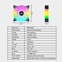 Ventilateur d'ordinateur en cuivre anti-vibration RGB SNOWMAN 120 mm avec interface 3 broches/4 broches, refroidissement silencieux, lumières LED stables pour PC de jeu