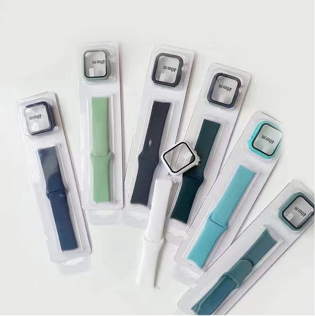 3 in 1 Screen Protector+PC Case +Silicone Watch Band for Apple Watch Series 10 9 8 7 Watch Strap for Iwatch All Moldes Watchband