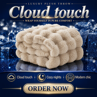 Jeté d'hiver chaud et luxueux en fausse fourrure de lapin 3D imprimée double face, 100 % polyester, écologique, jacquard épais