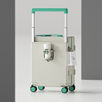 Valise cabine personnalisable en usine de 20 pouces avec poignée large, chargeur USB, porte-gobelet pliable, prête à être expédiée avec logo personnalisé