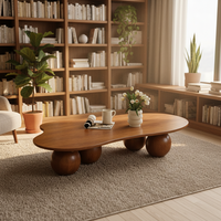 Table basse et à thé en bois de style nordique moderne avec hauteur réglable, couleur et taille personnalisables, design de panneau