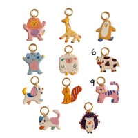 Breloques animaux de dessin animé en émail, en acier inoxydable plaqué or, pendentifs mignons pour la création de bijoux DIY, fournitures d'artisanat