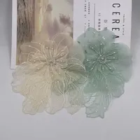 Nouvelle usine coloré blanc tissu fleurs Organza Satin mousseline de soie décoration de Table fleur patch couture 3D Application fleurs