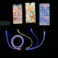 Chargeur à flux lumineux LED RVB 6A 66W 3 en 1 Charge rapide USB C Type C Câble de transfert de données de téléphone portable intelligent pour l'utilisation de l'imprimante