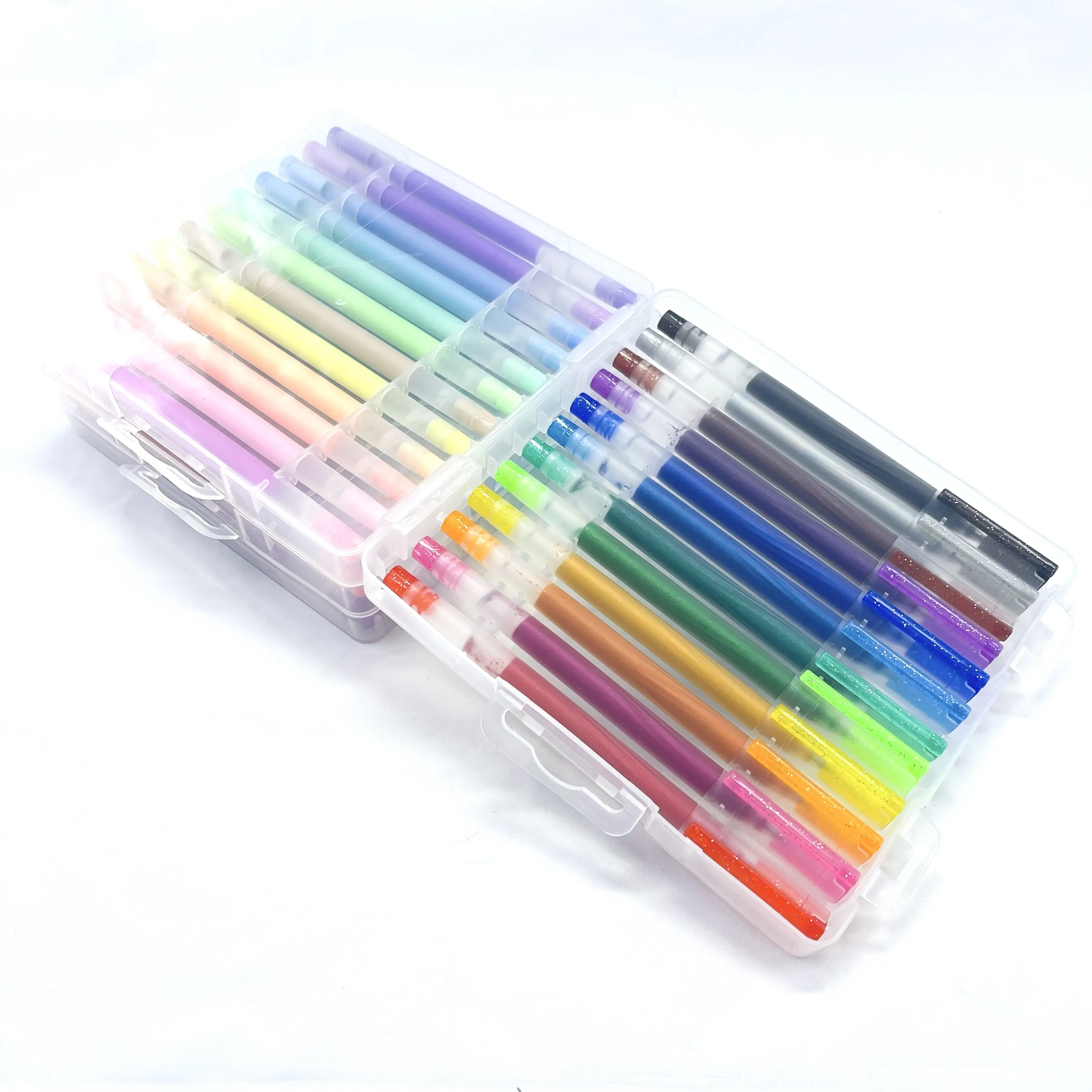 Conjunto de canetas de gel coloridas arco-íris para desenho de arte escolar de escritório, tinta plástica de grande capacidade com glitter