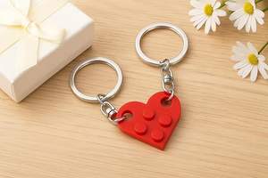 Porte-clés Cœur en Briques Acryliques, Lot de 2 Pièces Assorties, Blocs de Construction <span class=keywords><strong>pour</strong></span> Couples, Cadeaux d'Amour <span class=keywords><strong>pour</strong></span> Petit Ami, Petite Amie, Anniversaires - Product Image 5