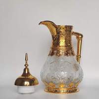 Carafe à eau en verre de style arabe de luxe de 1600 ml, carafe dorée pour eau froide, grande capacité, bouilloire à eau
