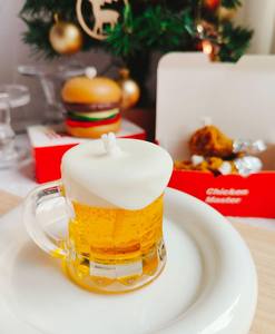 Vela perfumada de cera de soja creativa cerveza pollo frito y hamburguesa para adorno de dormitorio y bares para vacaciones-Diwali y Ramadán - Product Image 3