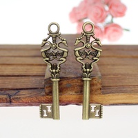 Breloque Clé Squelette Filigrane en Alliage Bronze Antique, Pendentif Vintage pour Décoration de Chapeau Steampunk