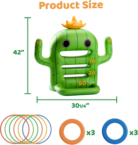 <b>Inflatable</b> Cactus Ring Toss <b>Game</b> with Scoring Holes for Pool & Indoor Outdoor Play - Product Image 6