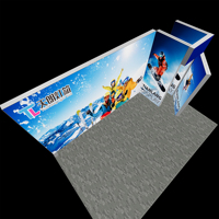 Stand d'exposition en L personnalisé avec éclairage LED, panneau d'affichage d'angle pour salon professionnel, avec mur arrière, mur latéral et pilier