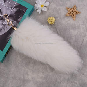 Llavero de piel de cola de zorro Real esponjoso y accesorio de decoración para niñas - Product Image 3