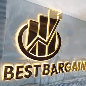 Luxury Brushed Gold Stainless Steel Backlit LED Letters for Boutique Storefront and High End Restaurant Reception Wall Sign - Product Image 6