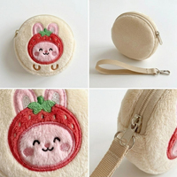 Porte-monnaie en peluche 3D Kawaii en forme de sirène, koala, renard, éléphant, grenouille, mouton, chiot, mini sac porte-clés personnalisé avec logo pour filles et enfants