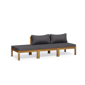 Set Lounge in Legno di Acacia Grigio Scuro, Arredamento da Giardino di Medie Dimensioni con Cuscini in Poliestere, Sedute da Esterno Contemporanee - Product Image 1