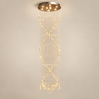Lustre cascade en cristal artistique pour hall d'hôtel, escalier, villa, plafond haut - Prix usine de gros
