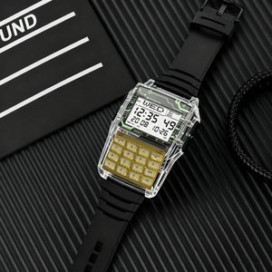 Montre multifonction pour homme avec calculatrice, boîtier transparent en plastique, bracelet en TPU, affichage à LED, montre numérique - Product Image 3
