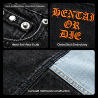 Jean baggy personnalisé pour homme, style Y2K gothique, avec broderie et patchwork clouté, respirant, coupe large, denim, style urbain, Hip ODM