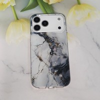 Coque de téléphone en marbre scintillant avec veinure dorée et grande fenêtre transparente, étui de protection pour iPhone 17 Pro Max 16 15 14 13 12 11 7 Samsung