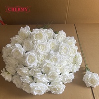 DC025 Fabrik Großhandel Weiße Seiden-Einzelstielrosen Künstliche Blumen für Weihnachten Hochzeitsempfang Blumenarrangement